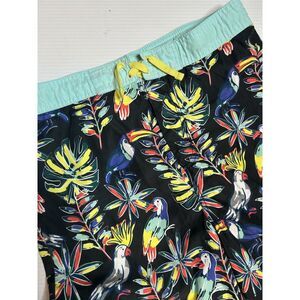 Tommy Bahama Mens XL Relaxed Board Shorts Black Tropical Swim Trunks‎ Inseam 9"